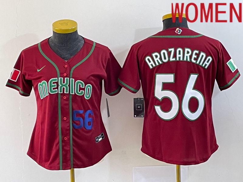 Women 2023 World Cub Mexico #56 Arozarena Red Nike MLB Jersey